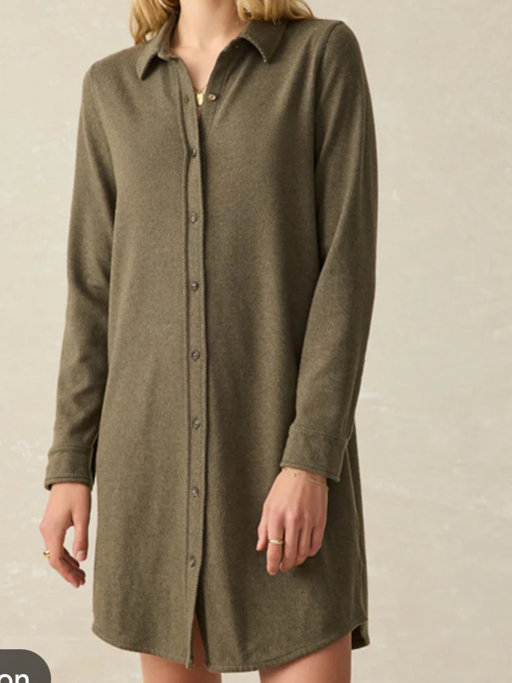 Faherty Legend Sweater Olive Button‑Front Dress size XS